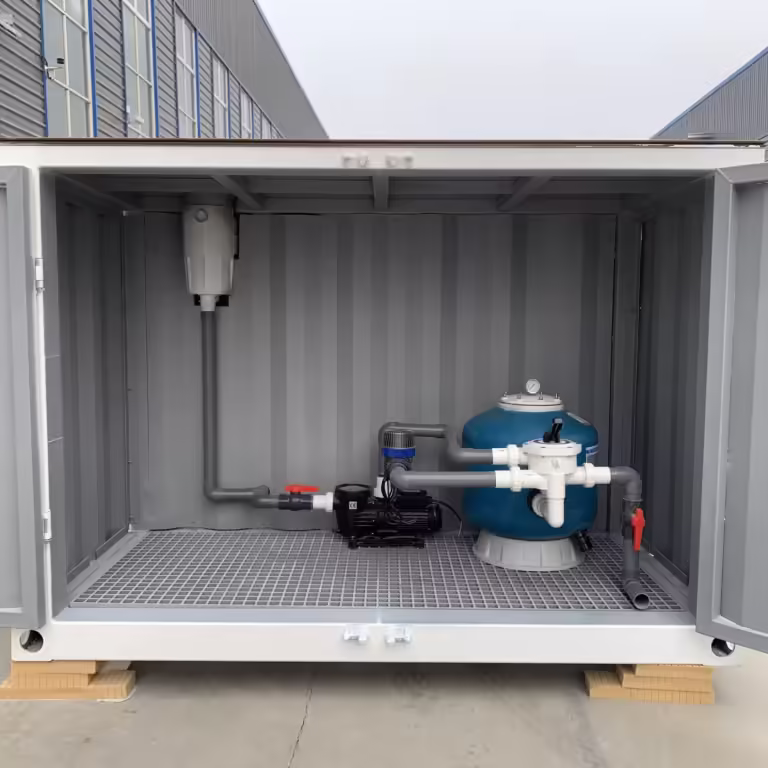 Piscina contenedor de 20 pies con ventana de fibra de vidrio